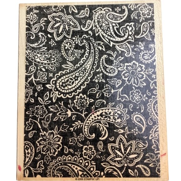 Stampin Up! Paisley Floral  Background Rubber Stamp 2006 Wood Mounted - Picture 1 of 2
